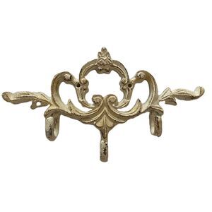 VTG Ornate Iron Hall Tree Hook White Distressed Finish Vintage Decor